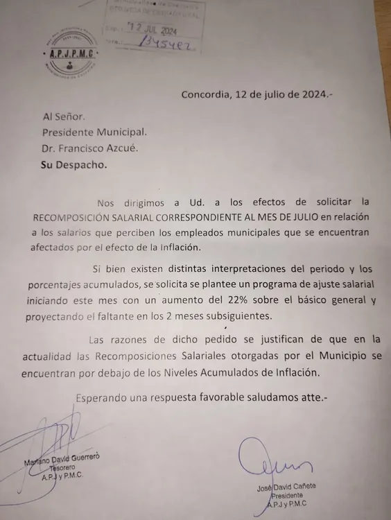 pedido al intendente