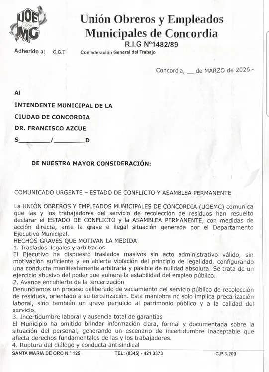 comuinicado del UOMEC